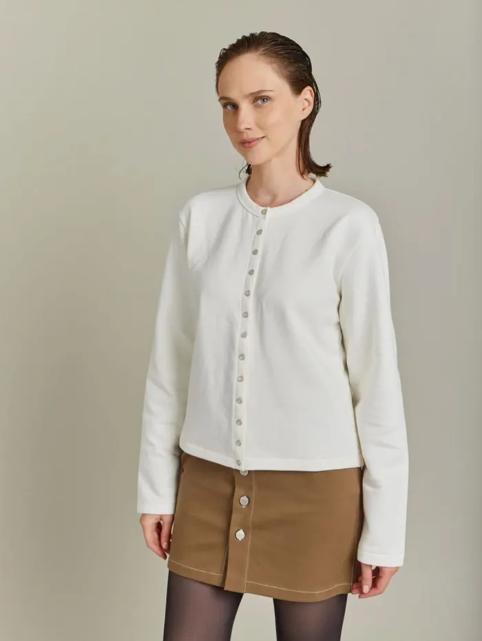 Women Cardigans Agns B Cream Organic Cotton Snap Cardigan