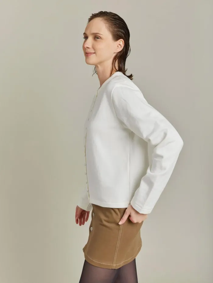 Women Cardigans Agns B Cream Organic Cotton Snap Cardigan