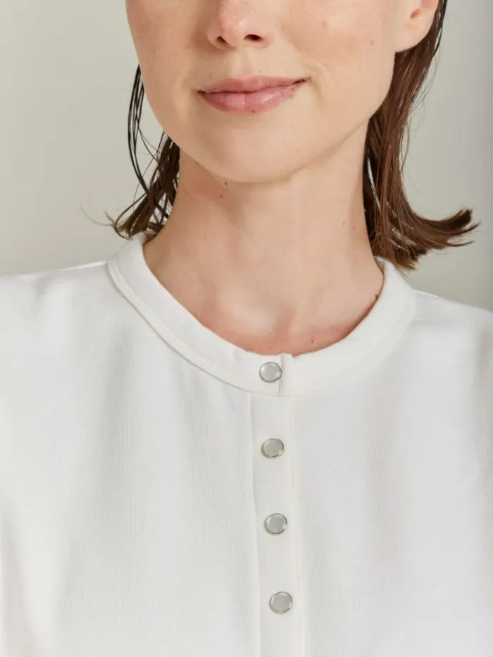 Women Cardigans Agns B Cream Organic Cotton Snap Cardigan