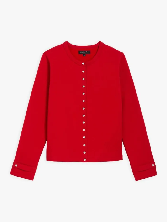 Women Cardigans Agns B Red Cotton Fleece Rosana Snap Cardigan