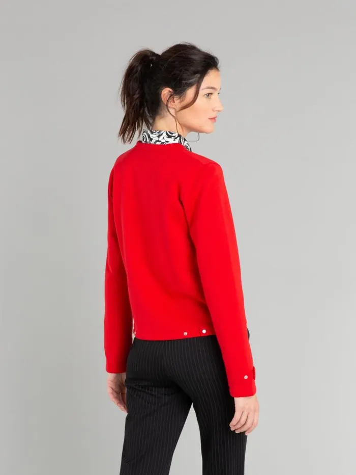 Women Cardigans Agns B Red Cotton Fleece Rosana Snap Cardigan