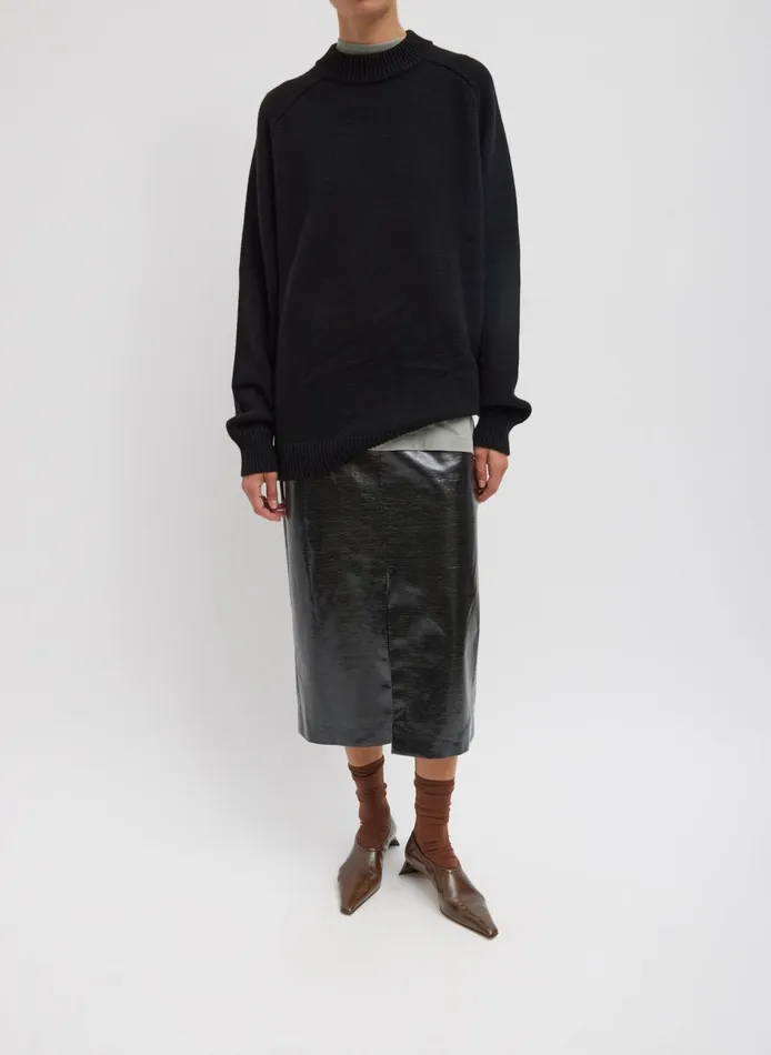 Women Cashmere Sweater Crewneck Oversized Sculpted Pullover Black Tibi Knitwear and Sweatshirts
