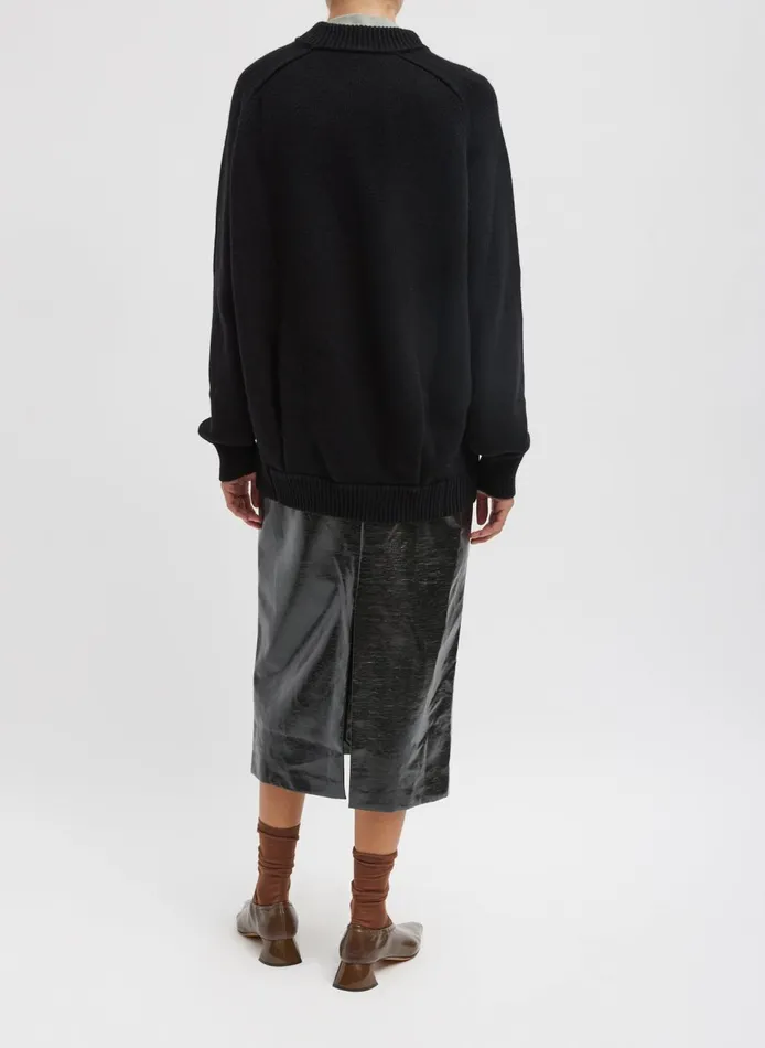 Women Cashmere Sweater Crewneck Oversized Sculpted Pullover Black Tibi Knitwear and Sweatshirts