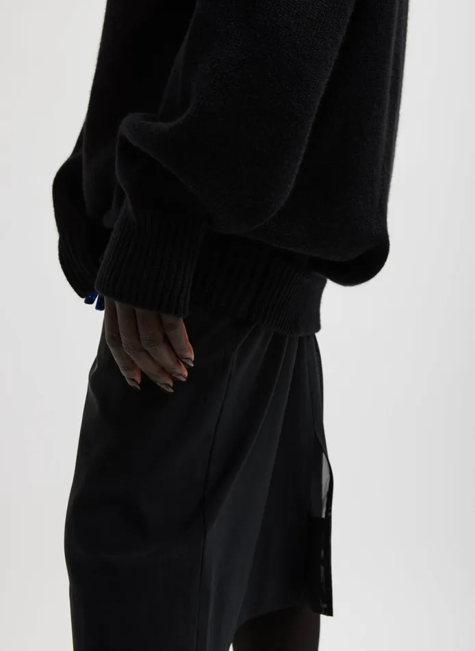 Women Cashmere Sweater Crewneck Oversized Sculpted Pullover Black Tibi Knitwear and Sweatshirts