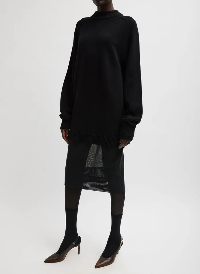 Women Cashmere Sweater Crewneck Oversized Sculpted Pullover Black Tibi Knitwear and Sweatshirts