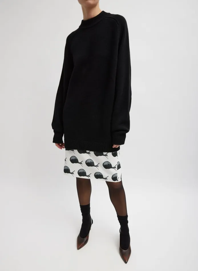 Women Cashmere Sweater Crewneck Oversized Sculpted Pullover Black Tibi Knitwear and Sweatshirts