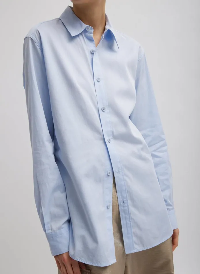 Women Charlie Men039s Slim Shirt Blue Tibi Tops