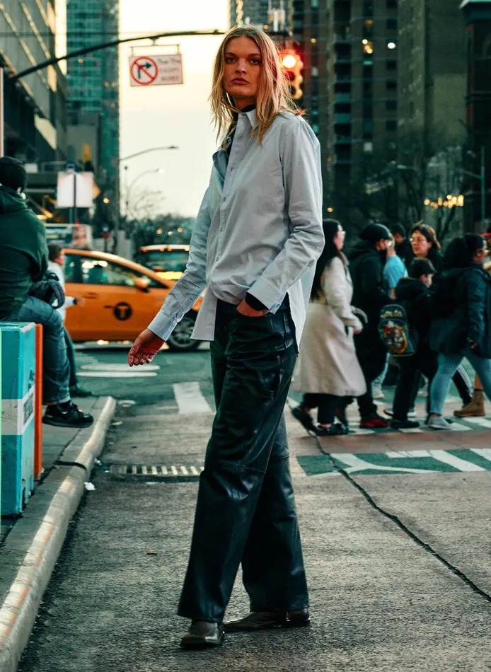 Women Charlie Men039s Slim Shirt Blue Tibi Tops