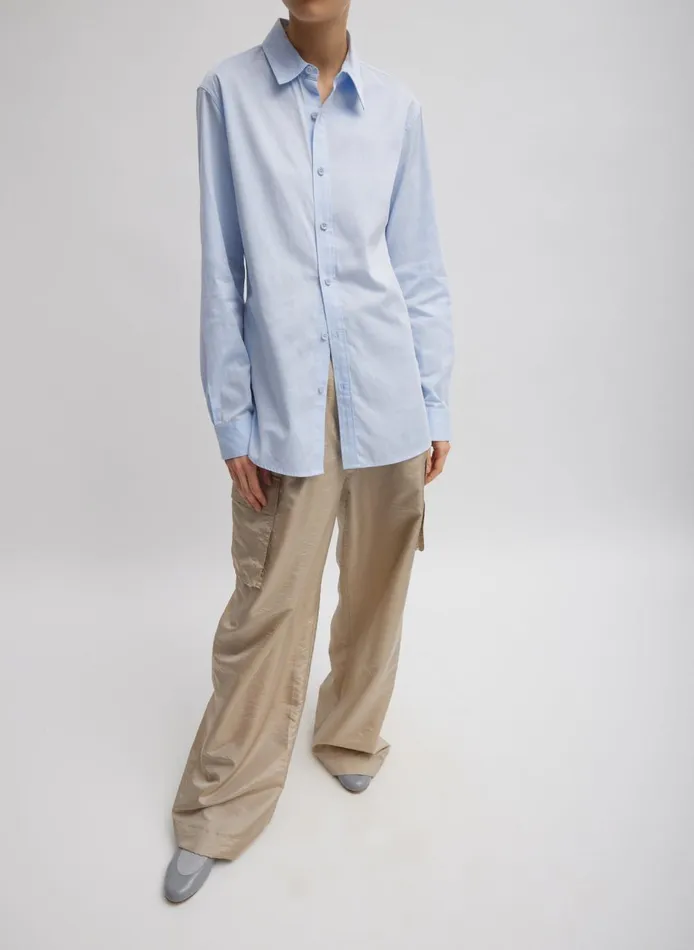 Women Charlie Men039s Slim Shirt Blue Tibi Tops