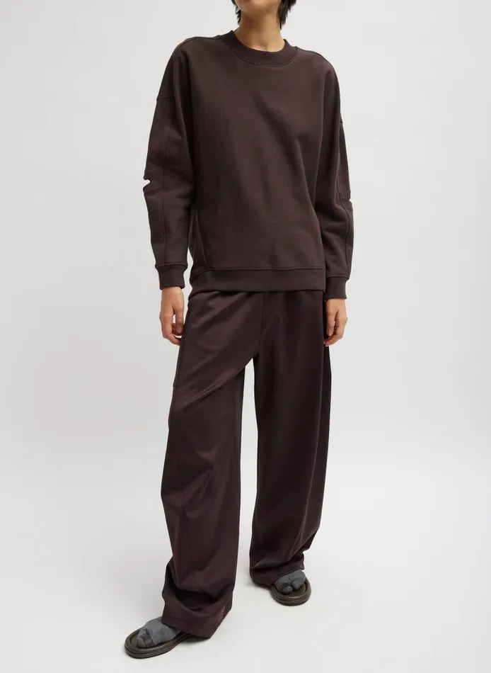 Women Cocoon Crewneck Sweatshirt Brown Tibi Fundamentals