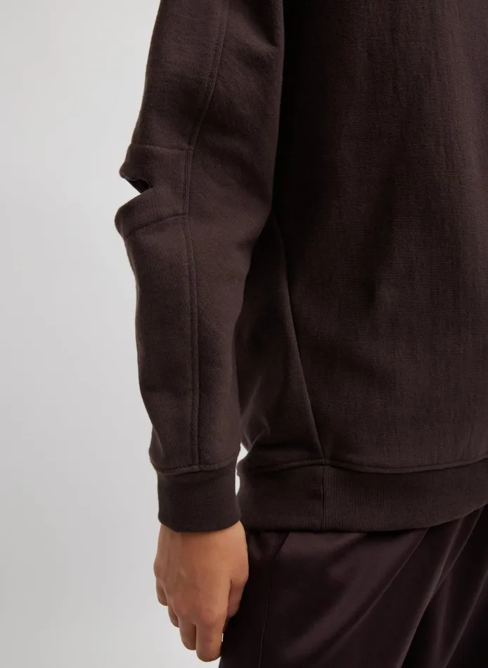 Women Cocoon Crewneck Sweatshirt Brown Tibi Fundamentals