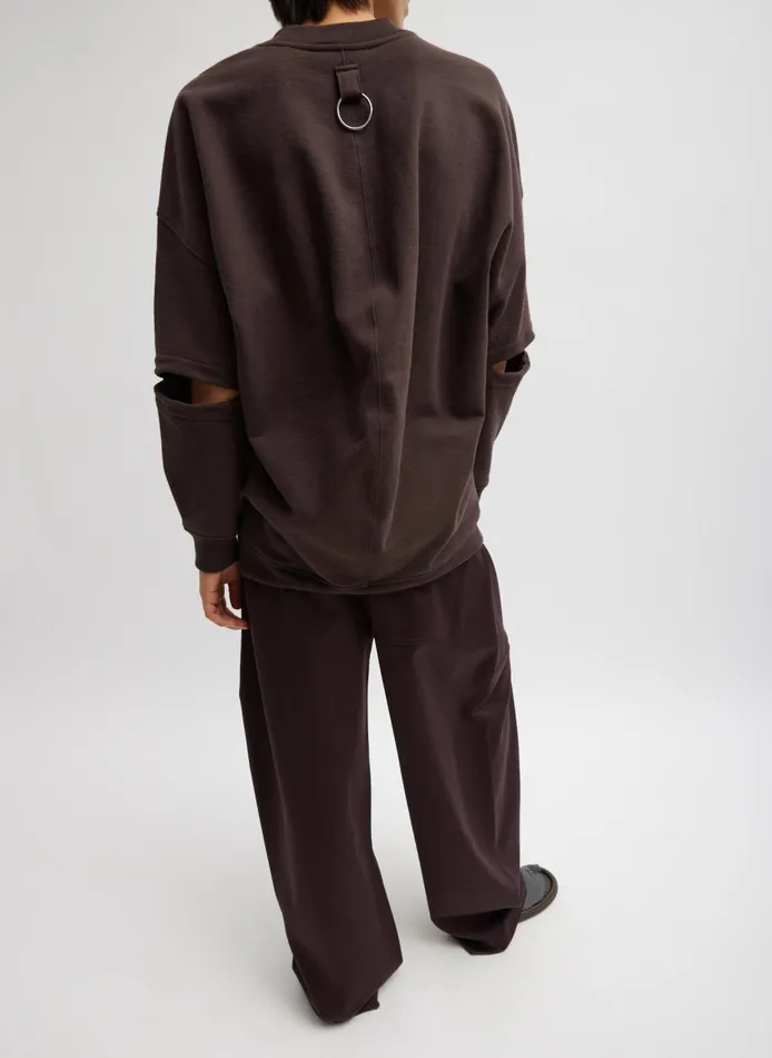 Women Cocoon Crewneck Sweatshirt Brown Tibi Fundamentals