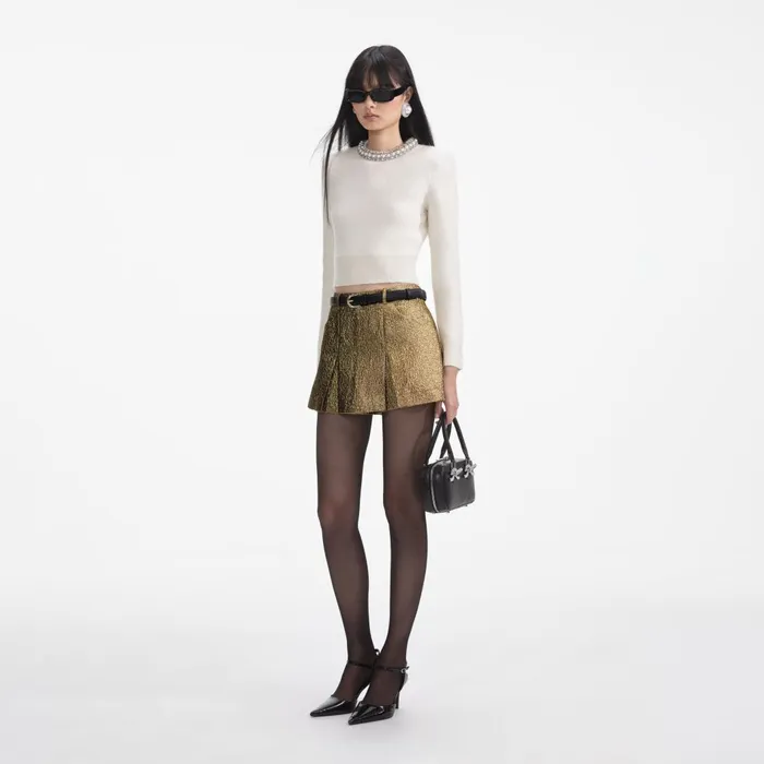 Women Cream Embellished Knit Top Self Portrait Tops
