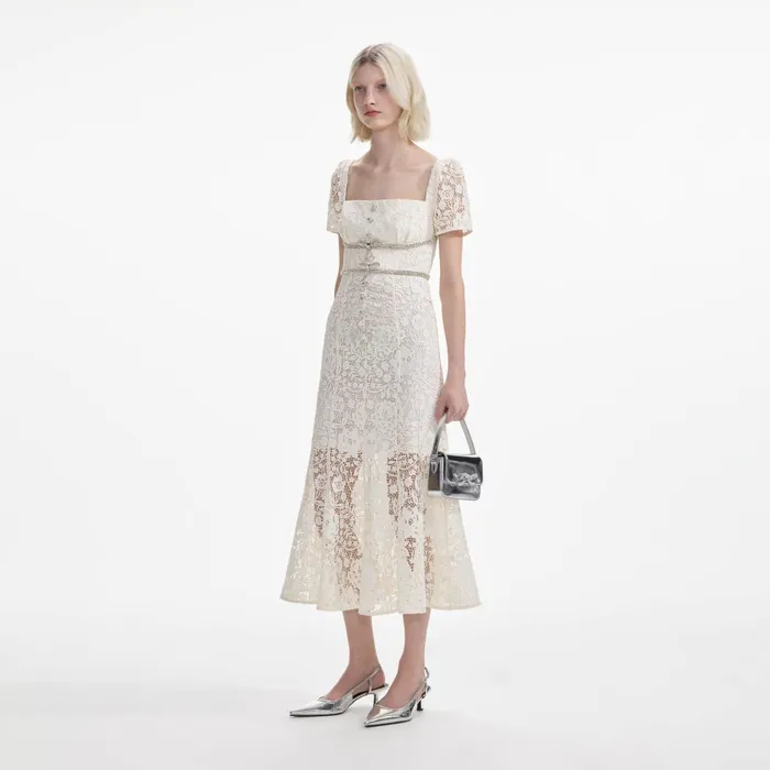Women Cream Lace Diamante Bow Midi Dress Self Portrait Dresses Women Cream Lace Diamante Bow Midi Dress Self Portrait Dresses