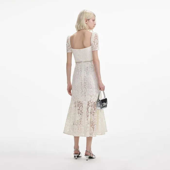 Women Cream Lace Diamante Bow Midi Dress Self Portrait Dresses Women Cream Lace Diamante Bow Midi Dress Self Portrait Dresses