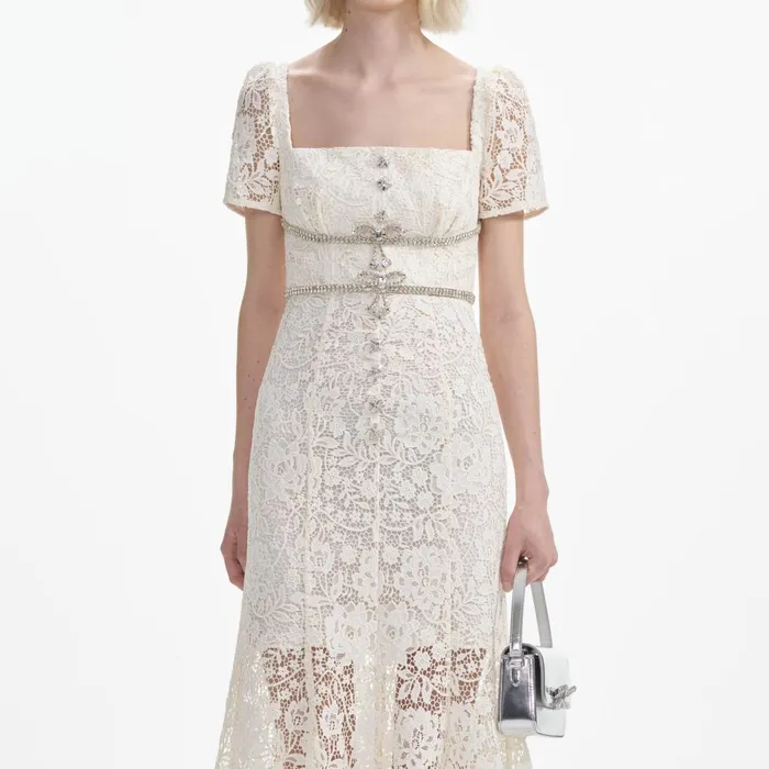 Women Cream Lace Diamante Bow Midi Dress Self Portrait Dresses Women Cream Lace Diamante Bow Midi Dress Self Portrait Dresses
