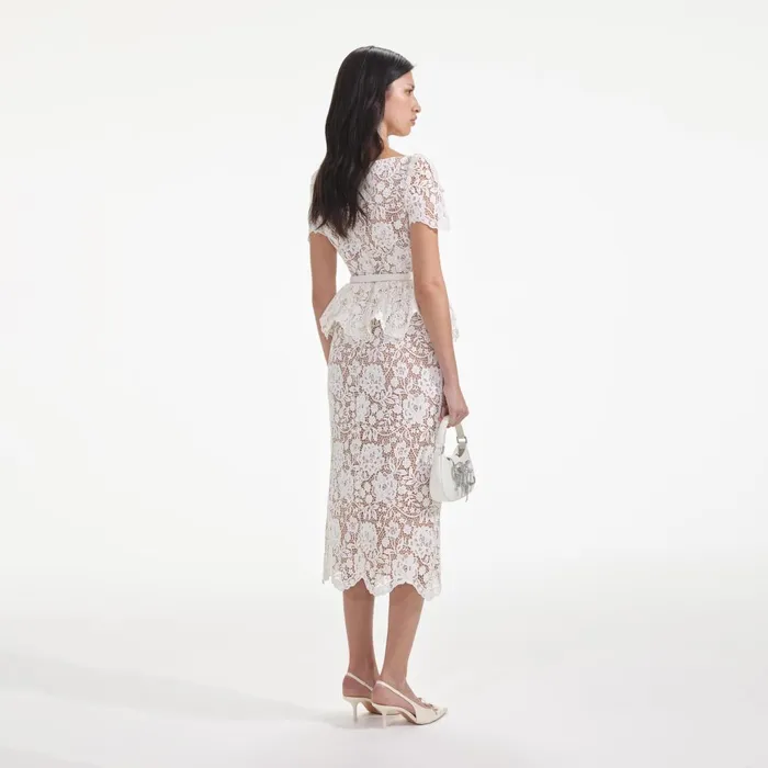 Women Cream Lace Peplum Midi Dress Self Portrait Dresses Women Cream Lace Peplum Midi Dress Self Portrait Dresses