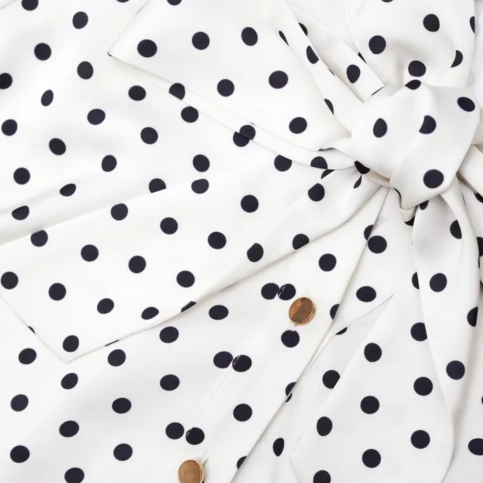Women Cream Polka Dot Satin Blouse Self Portrait Tops