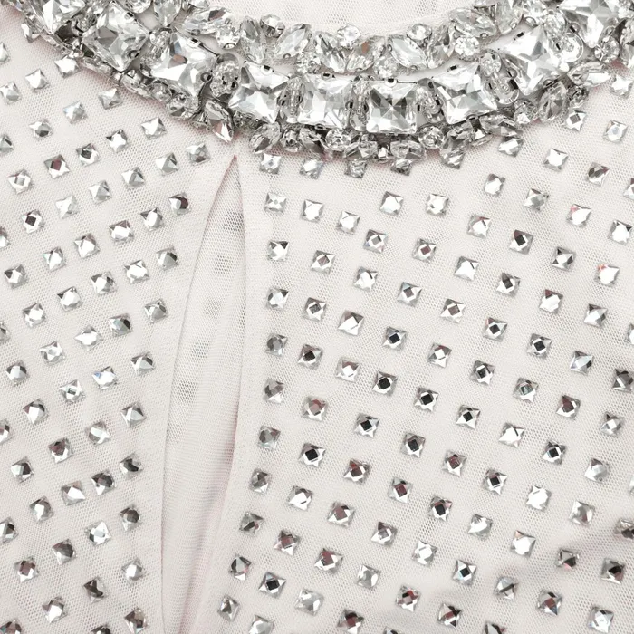 Women Cream Rhinestone Diamante Trim Maxi Dress Self Portrait Dresses