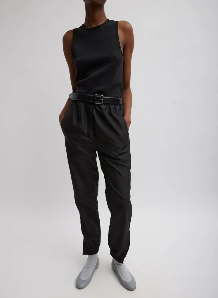 Women Crispy Nylon Kat Jogger Black Tibi Pants and Shorts