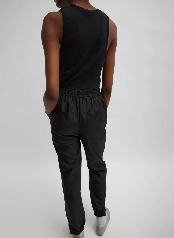 Women Crispy Nylon Kat Jogger Black Tibi Pants and Shorts