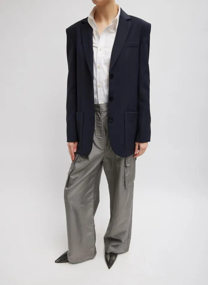 Women Crispy Nylon Stella Pleated Cargo Pant Grey Tibi Fundamentals