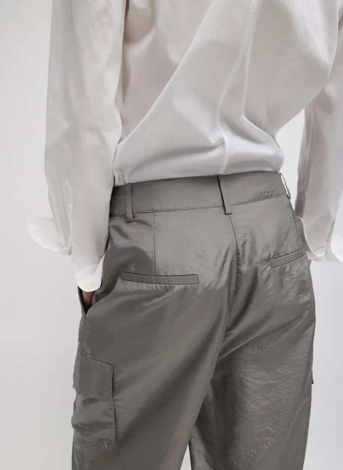 Women Crispy Nylon Stella Pleated Cargo Pant Grey Tibi Fundamentals