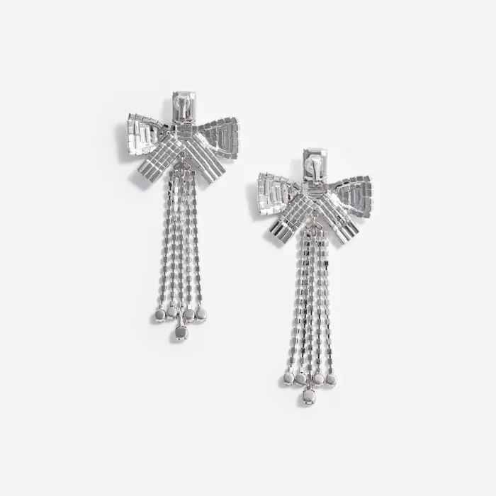 Women Crystal Bow Droplet Earrings Self Portrait Jewellery