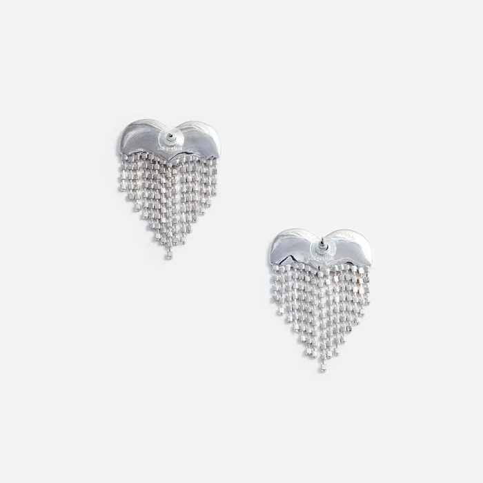 Women Crystal Heart Earrings Silver Self Portrait Jewellery