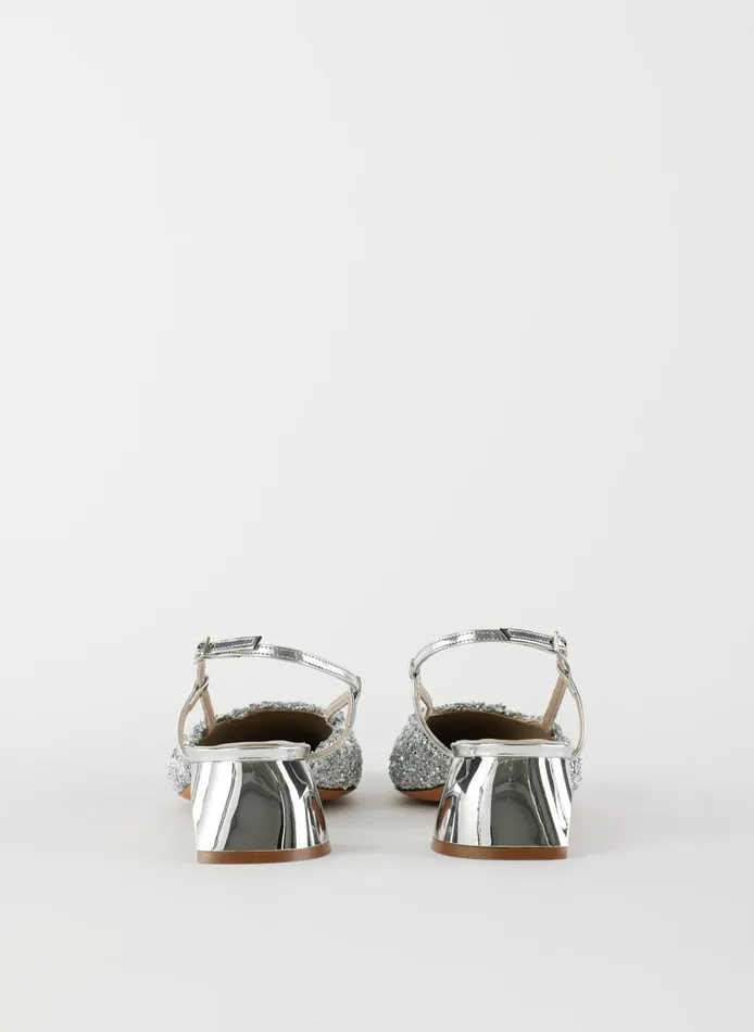 Women Curly Victor Slingback Silver Tibi Heels