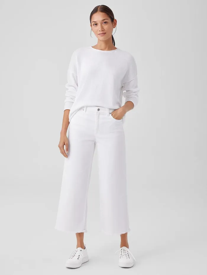 Women Denim Eileen Fisher Organic Cotton Denim WideLeg Jean White