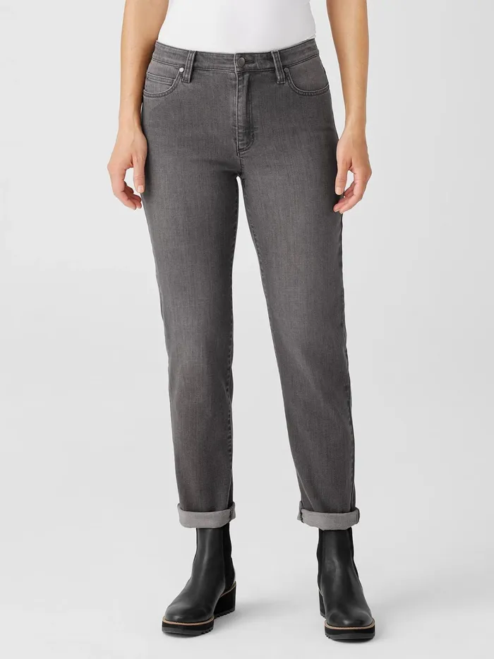 Women Denim Eileen Fisher Organic Cotton Stretch HighWaisted Jean Carbon
