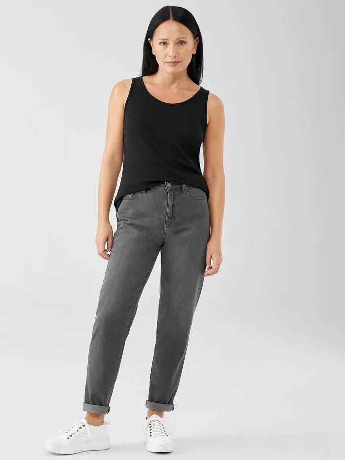 Women Denim Eileen Fisher Organic Cotton Stretch HighWaisted Jean Carbon