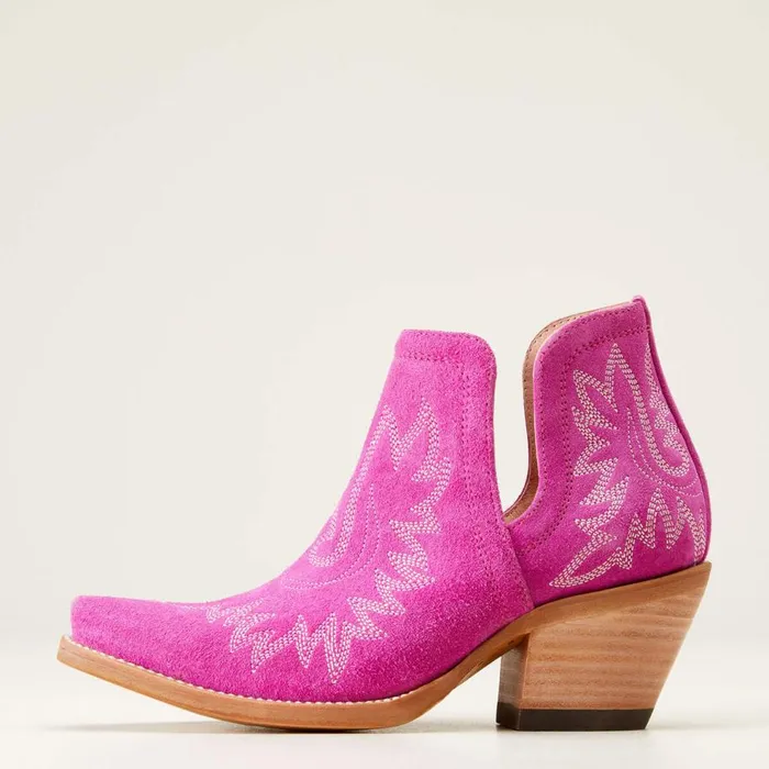 Women Dixon Bootie Haute Pink Suede Ariat Western Boots Women Dixon Bootie Haute Pink Suede Ariat Western Boots