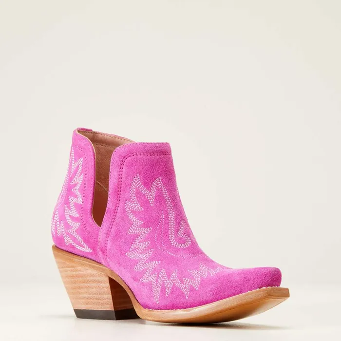 Women Dixon Bootie Haute Pink Suede Ariat Western Boots Women Dixon Bootie Haute Pink Suede Ariat Western Boots