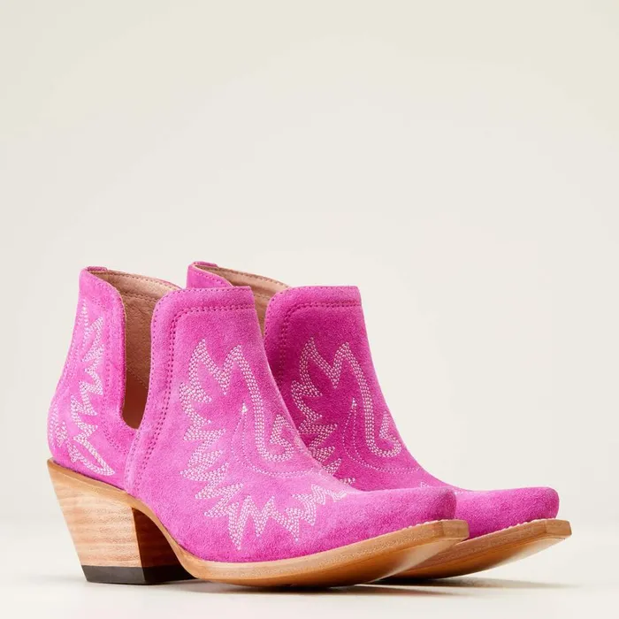 Women Dixon Bootie Haute Pink Suede Ariat Western Boots Women Dixon Bootie Haute Pink Suede Ariat Western Boots