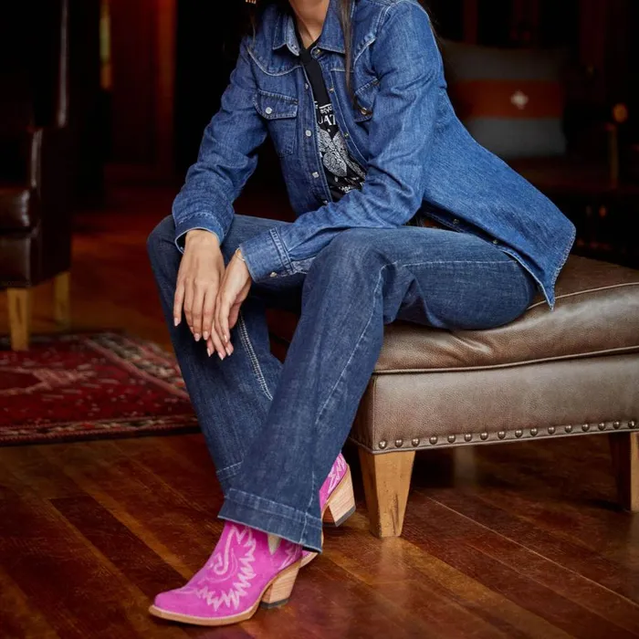 Women Dixon Bootie Haute Pink Suede Ariat Western Boots Women Dixon Bootie Haute Pink Suede Ariat Western Boots