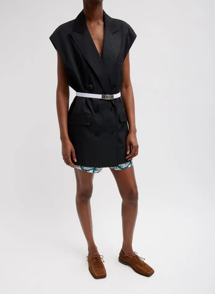 Women Drapey Suiting Oversized Double Breasted Vest Black Tibi Jackets and Outerwear