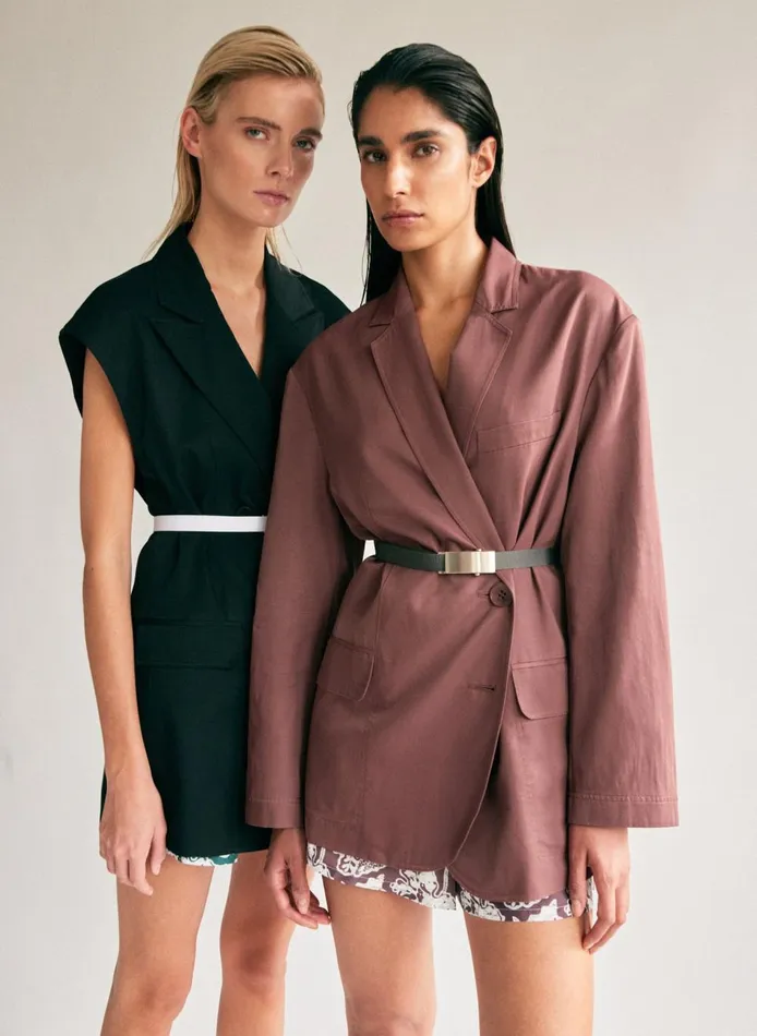 Women Drapey Suiting Oversized Double Breasted Vest Black Tibi Jackets and Outerwear