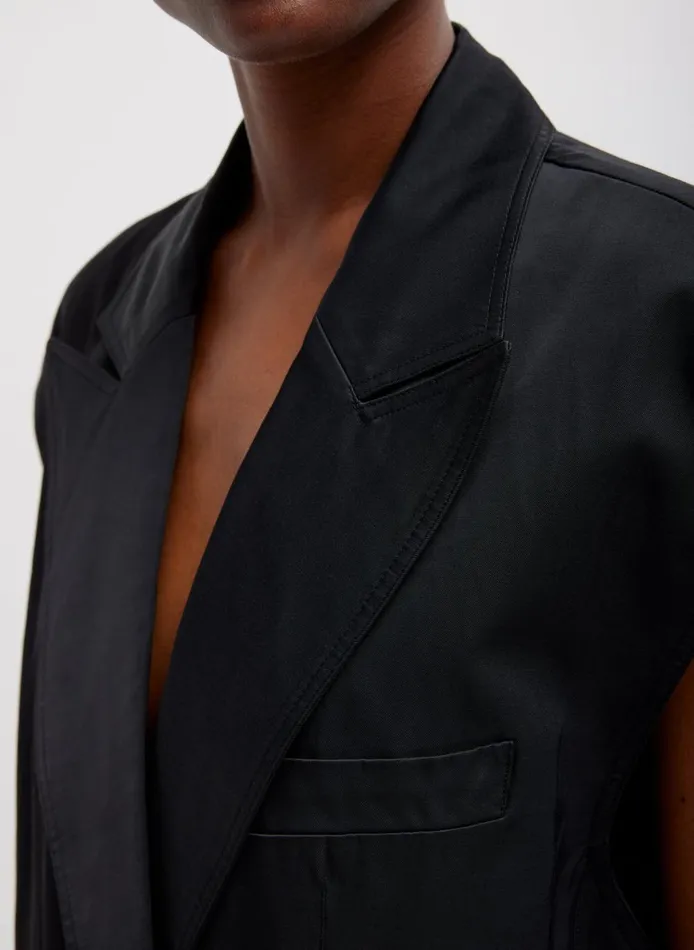 Women Drapey Suiting Oversized Double Breasted Vest Black Tibi Jackets and Outerwear