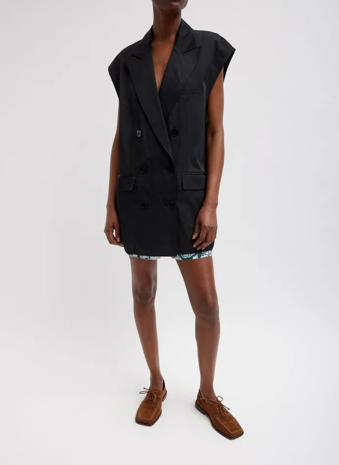 Women Drapey Suiting Oversized Double Breasted Vest Black Tibi Jackets and Outerwear