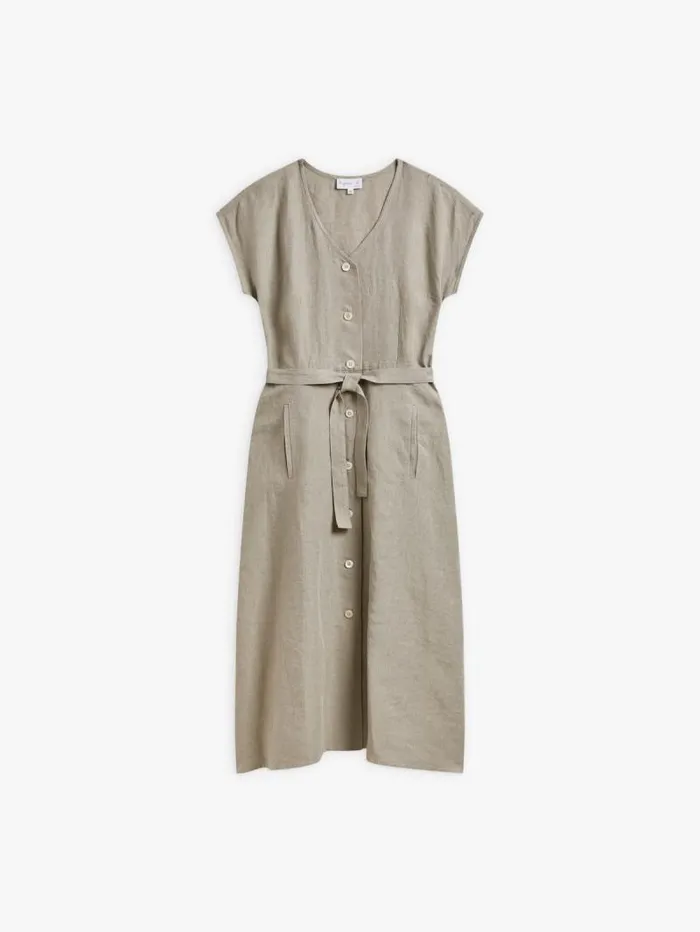 Women Dresses Agns B Beige Linen TieBelt Dress