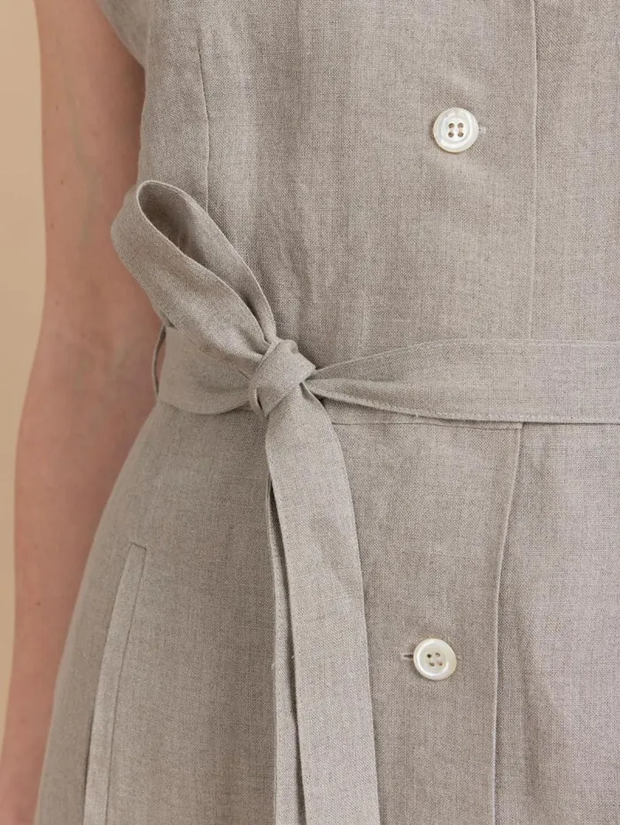 Women Dresses Agns B Beige Linen TieBelt Dress