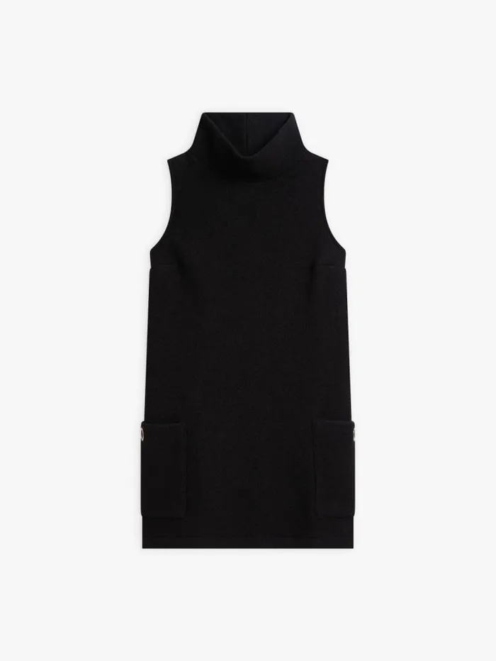 Women Dresses Agns B Black Merino Boiled Wool Maori Dress