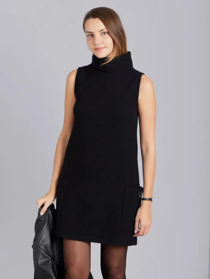 Women Dresses Agns B Black Merino Boiled Wool Maori Dress Women Dresses Agns B Black Merino Boiled Wool Maori Dress