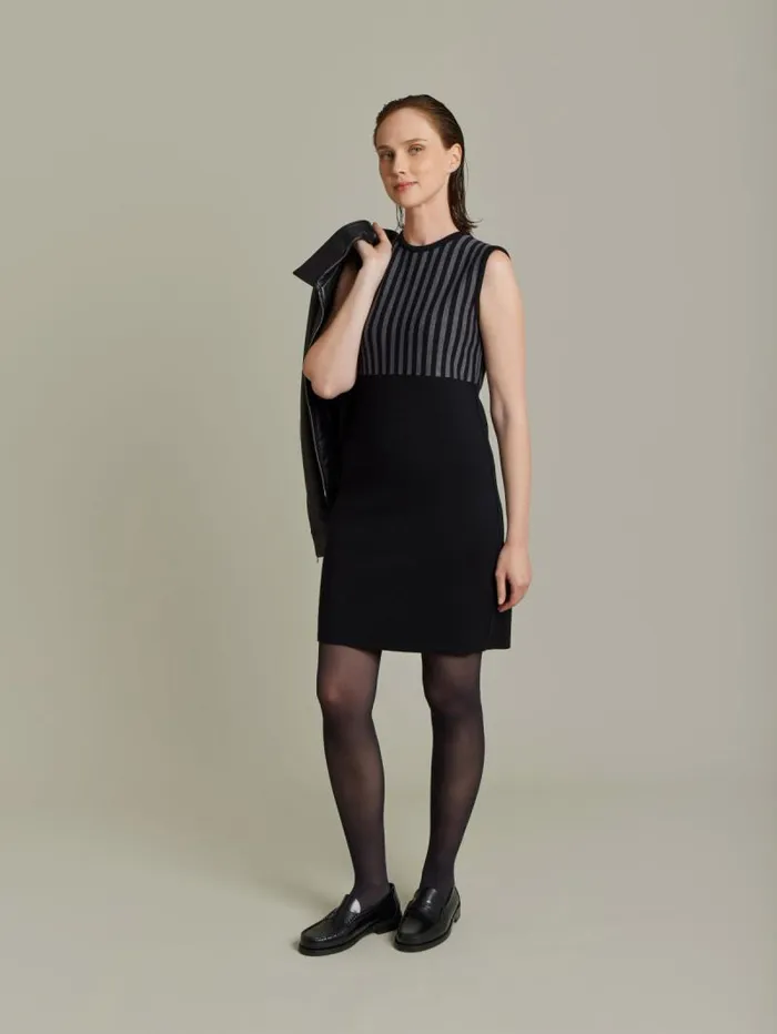 Women Dresses Agns B Black Merino Wool Trefle Dress