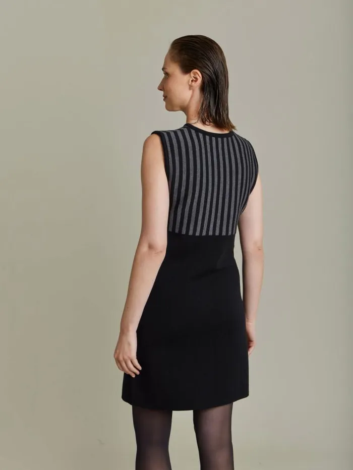 Women Dresses Agns B Black Merino Wool Trefle Dress