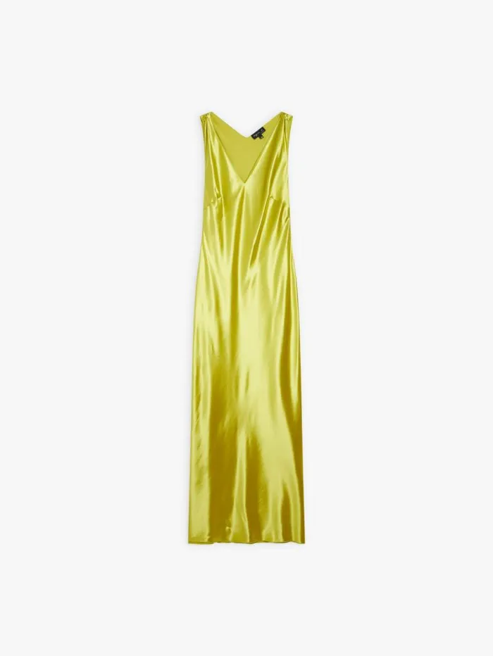 Women Dresses Agns B Green Viscose Satin Long Dress