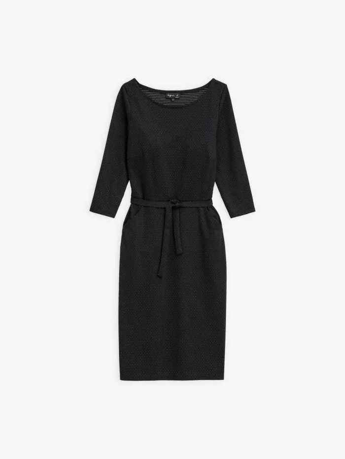 Women Dresses Agns B Vitti Black Dress With 34Length Sleeves And White Stitching