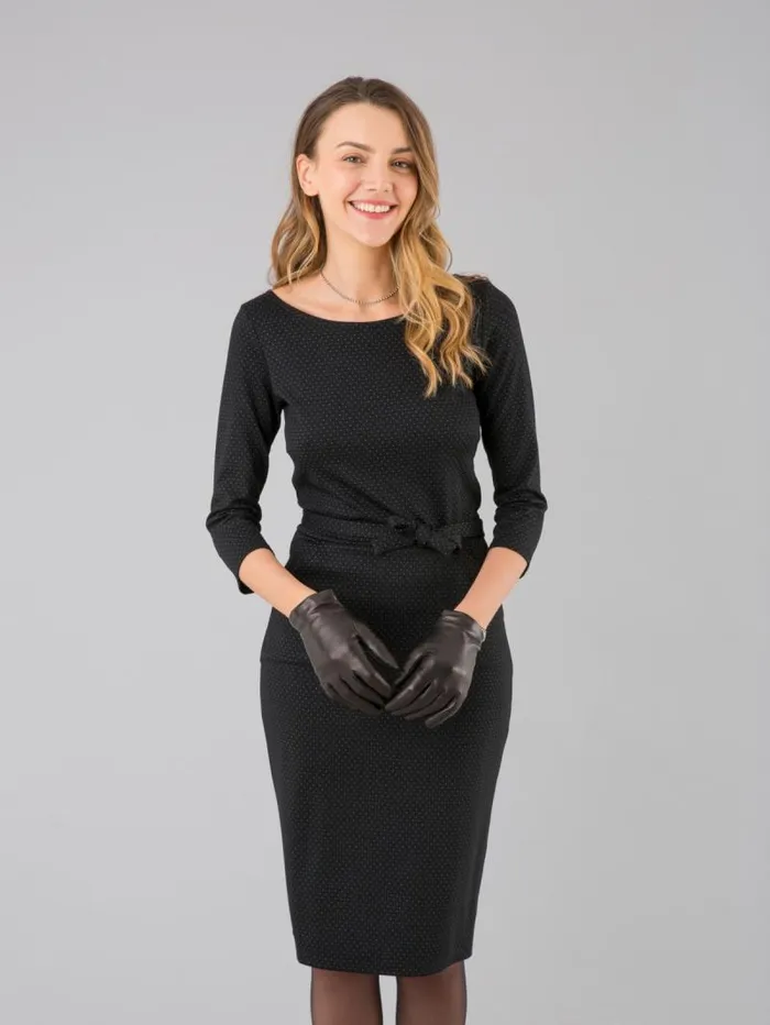 Women Dresses Agns B Vitti Black Dress With 34Length Sleeves And White Stitching
